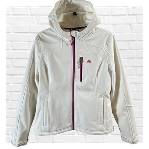 Snozu Performance XL Womens White Pink Purple Snowboarding Ski Jacket Waterproof